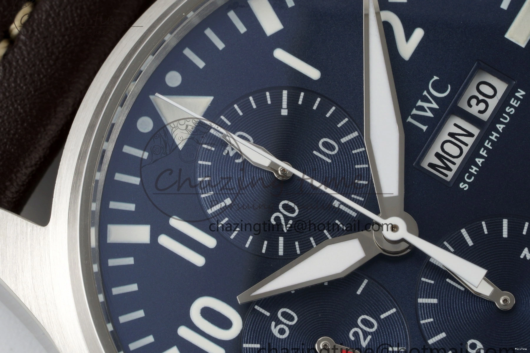 MIROTIME 0323 Pilot Chrono SS AZF 1:1 Best Edition Blue Dial on Brown Leather Strap A TimelessDesign 7060